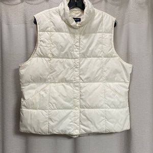 Lands End Goose down Vest Size XL Cream pockets snap front good condition